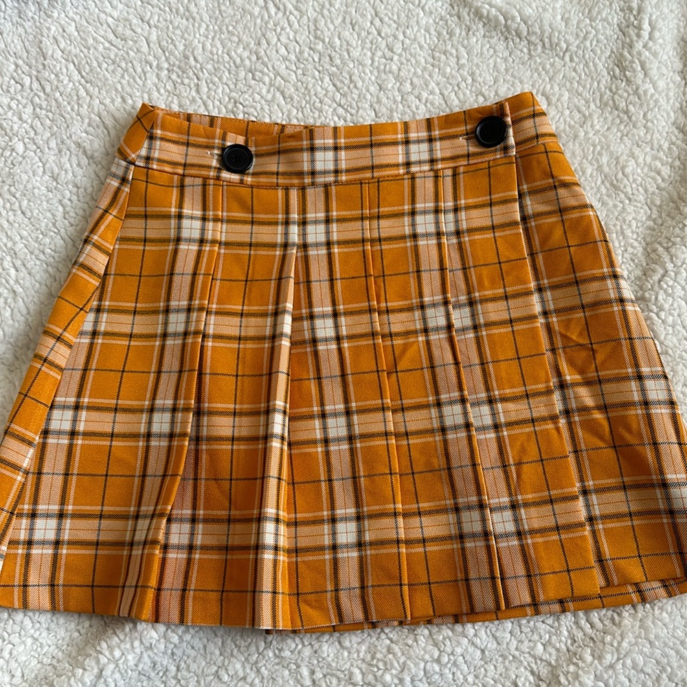 yellowish orange clueless plaid skirt